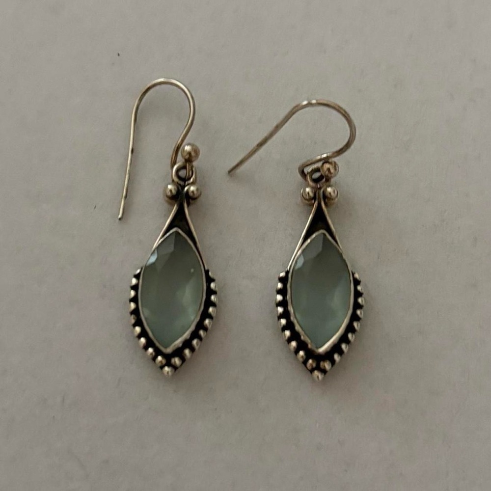 Vivah 925 Sterling Silver Blue Gemstone Boho Dangly Earrings